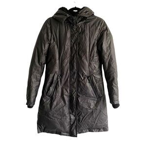 VINCE CAMUTO Winter Down Feather Puffer Coat Parka Hood Black S